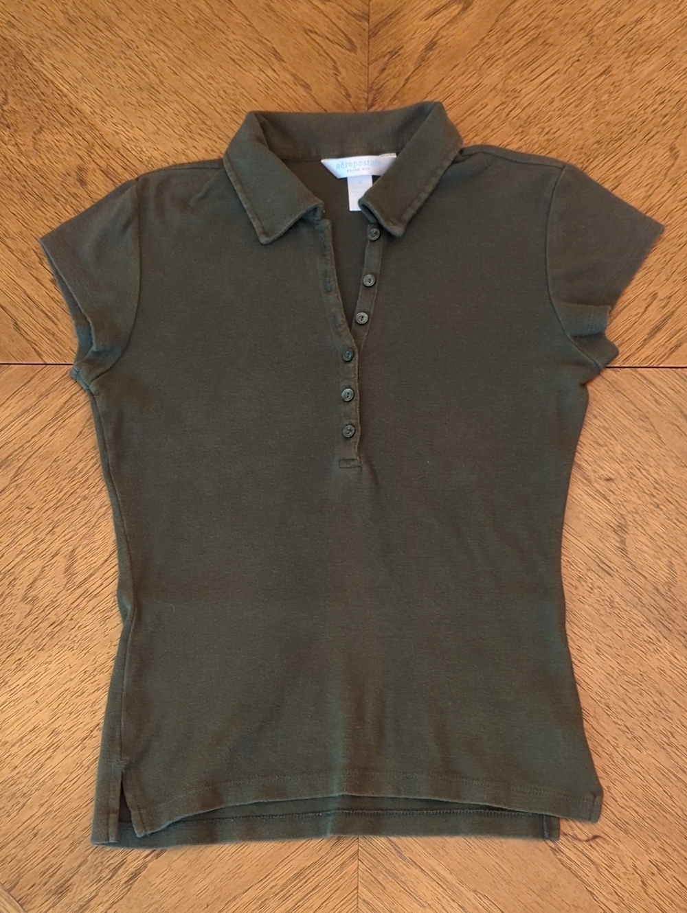 Y2K Aeropostale Fitted Olive Green Polo Baby Tee